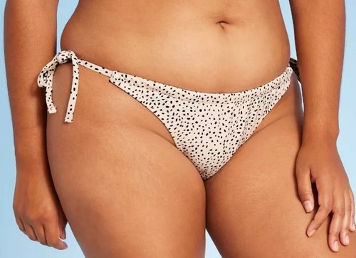 Junior geraffte Bikinihose seitlich gebunden hohes Bein U-Ausschnitt Xhilaration schwarz Punkte XL - Bild 4 von 9