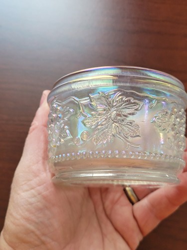 Scarce White Dugan Carnival Glass Vintage Pattern Powder Jar Base NO LID - Picture 2 of 13