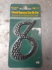 Colonial Hammered Zinc Die Cast 3" HOUSE NUMBER "8" Mailbox Post Address