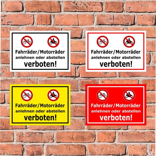Schild „Fahrräder Abstellen Verboten“ Aus Aluminium – Für Gewerbe & Gastronomie, Verschiedene Größen