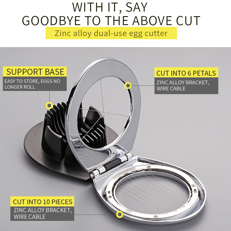 2 In 1 Stainless Steel Egg Slicer Eggs Cutting Slices and Wedges Egg