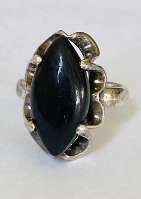 Vintage Sterling Silver Mexico Taxco Sanchez Black Obsidian