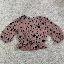 Sienna Sky Womens Size Small Blouse Half Sleeve V Neck Cinched Waist