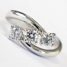 1.50Ct White Round Simulated Diamond Three Stone Ring Solid 925 Sterling Silver