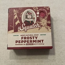 (1 Bar) Dr. Squatch FROSTY PEPPERMINT Limited Edition Natural Soap 5oz Christmas