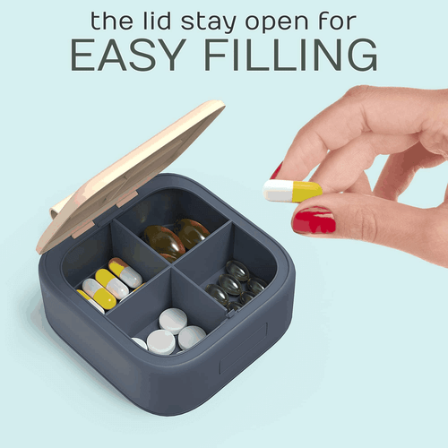 Travel Medicine Pill Organizer Small Pill Box Mini Pill Case with 4 Compartments - Picture 5 of 7