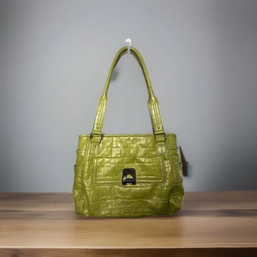 Liz Claiborne Faux Crocodile Skin Green Leather Shoulder Handbag Purse
