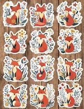 Fox in Flowers Die Cut Vinyl Stickers Set Scrapbooking Laptop Waterbottle