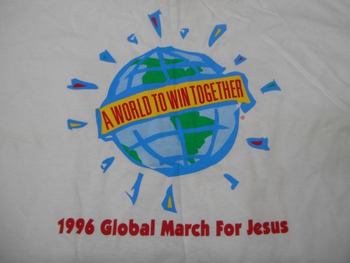Vintage Hanes Single Stitch T Shirt 1996 March For Jesus Double Sided Large - Picture 11 of 12