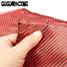 12" x 5FT Twill Weave Carbon Fiber Fabric Cloth Black Red 3K, 9.1oz, 59" x 12" 