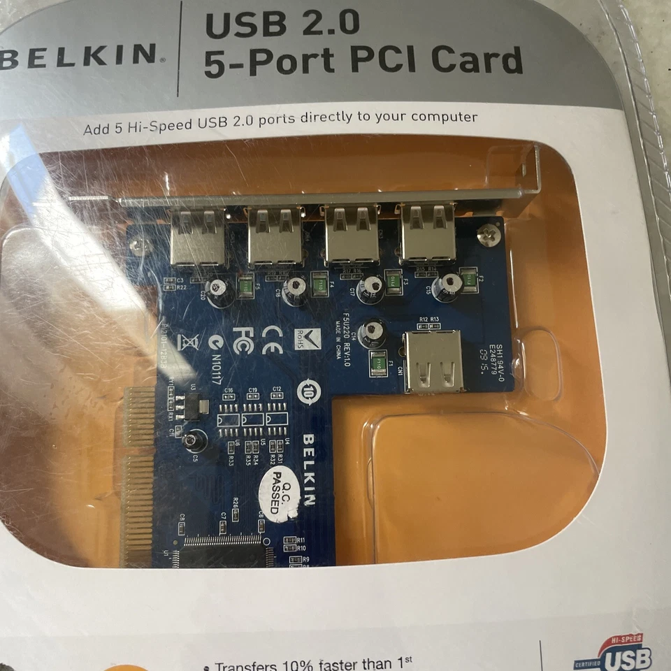 BELKIN USB 2.0 5-PORT PCI CARD - NIB - 1 Internal/4 External ~ Brand New! - Image 3 of 4