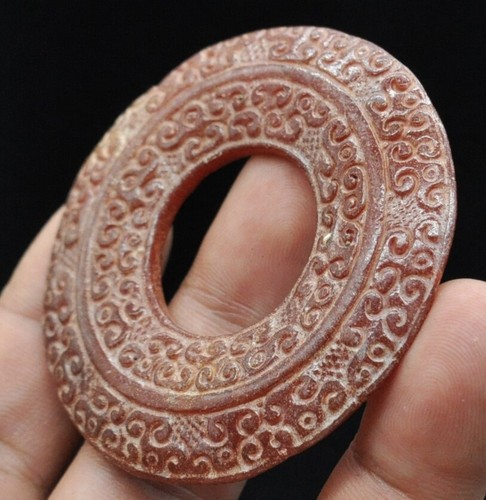 Chinese old natural jade hand-carved statue Pendants~Safety buckle - Picture 3 of 4