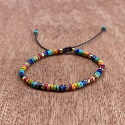 7 Chakra Stone Bracelet Natural Healing Stone Braided Dainty Bracelet Handmade