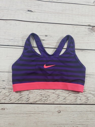 Nike Pro Sports Bra Size Small Purple Black Dri-Fit Racer Back Athletic P4 - 第 1/5 張圖片