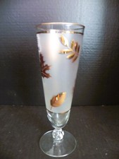 LIBBEY  Frosted GOLDEN FOILAGE 8 5/8" tall Fluted Champagne/Pilsner Glass