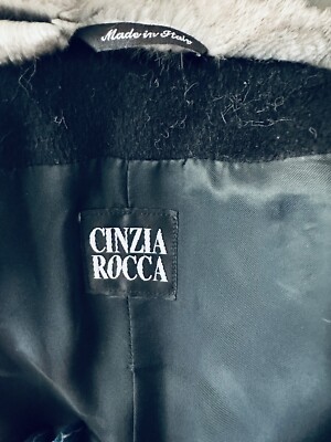 Cinzia Rocca Coat Size 8. Black With Rabbit Fur. 100% Cupro | eBay