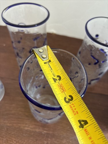 Charles Miner-Tesuque Glashütte 6 Kunstglasbecher blau 6" - signiert TGW '96 - Bild 6 von 13