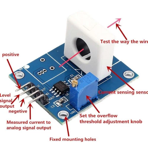 DC 5V WCS1800 Hall Current Detection Sensor Module 35A with Overcurrent Lamp