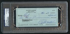 Ralph Kiner dual signed autograph auto Bank Check Baseball Hall of Fame PSA Slab