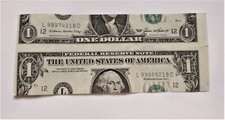 Novelty Real 1985 $1 Dollar Bill Cut in Half - NOT ERROR BILL - 2 Different #'s