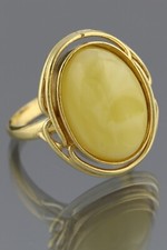 Genuine BALTIC AMBER Egg Yolk Gold Plated Silver 8.5 Ring 5.1g 20200220-8