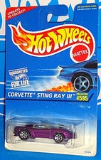 Hot Wheels 1996 Mainline #595 Corvette Sting Ray III Mtflk Purple w/ 7SPs