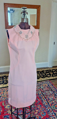 Vintage 1960s Pink Shift Party Dress beaded Collar matching bolero Jackie O | eBay Vintage 1960s Pink Shift Party Dress beaded Collar matching bolero Jackie O | eBay