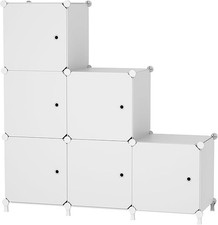 6-Cube Storage Unit with Doors, Cube Organizer for Bedroom, Wardrobe & Under Sta