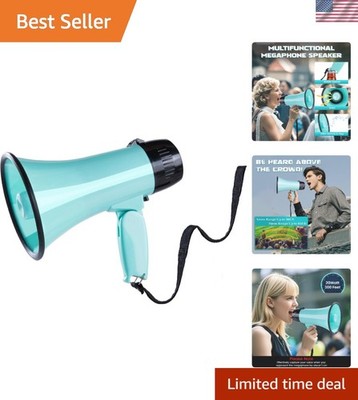 20W Megaphone Bullhorn, Built in Siren & 240s Recording, 5.4''×8.6'' Portable M...