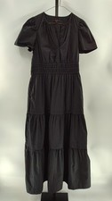 Quince Women 100% Organic Cotton Poplin Tiered Maxi Dress Black S