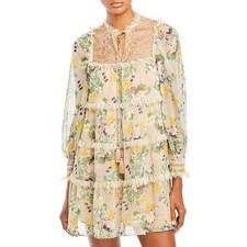 Alice + Olivia Floral Romance Almond 'Marcie Babydoll' Mini Dress Size S