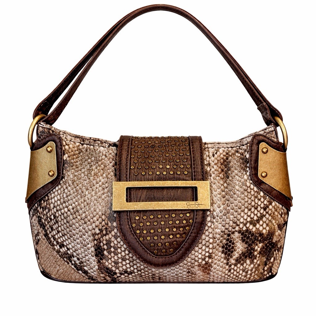Jessica Simpson Snake Print Crossbody Shoulder Bag Brass Toned Hardware Rare