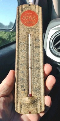 Vintage Original Coca-Cola Soda 2.25'' x 9'' Metal Advertising Thermometer
