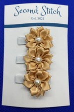 3-Piece Elegant White  Gold Flower Hair Clips