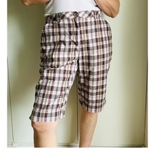 Vintage 90s Plaid Bermuda Shorts summer Prep Twee Size M/10 Pink Grunge Skater