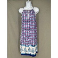 Tommy Bahama Dress Womens Small Blue Midi Halter Sundress Majorelle Flowy Beach