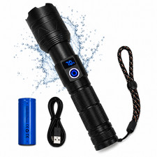 1500 Lumen Rechargeable LED Flashlight USB-C Power Bank 5000mAh Tactical Torch