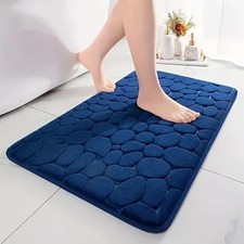 3D Non Slip Bathroom Mat Absorbent Bath Rug Cobblestone Embossed Quick Dry Floor