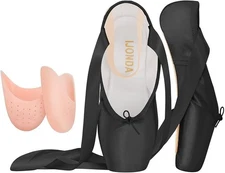 IJONDA Adult Ballet Pointe Shoes for Girls and Women with Toe Pads and Mesh Bag