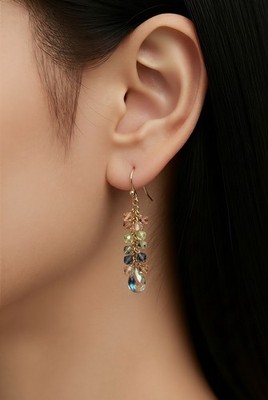 $24 .50 Loft  GOLD TONE BEADED DROP   EARRINGS #118