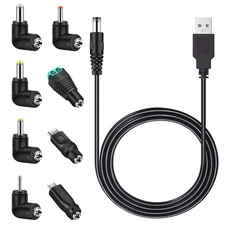 MEROM Universal 5V DC Power Cable, USB to DC 5.5X2.1Mm Charging Cord Plug with 8
