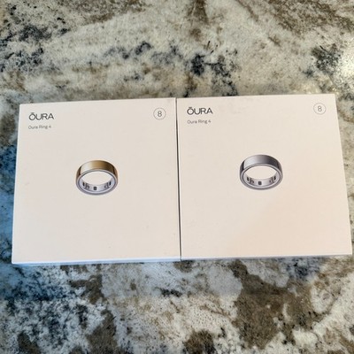 Oura Ring 4 Bundle (2 Rings) Size 8 - Gold & Silver - Excellent Condition