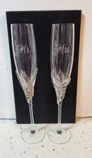 Things Remembered Wedding Champagne Flutes Mr & Mrs New With Box