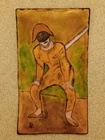 PV enamelled plate (?) YELLOW HARLEQUIN after Edgar Degas Commedia Dell'Arte