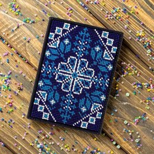 DIY Bead embroidery kit on faux leather Passport cover unique gift
