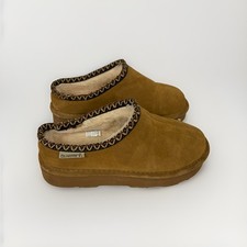 BEARPAW Womens 6 Brown Suede Plush Lined Clog Slippers Indoor Shoes EUR 37 T7