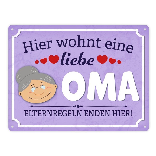 Hier Wohnt Eine Liebe Oma Metallschild XXL In 28X38 Cm-image