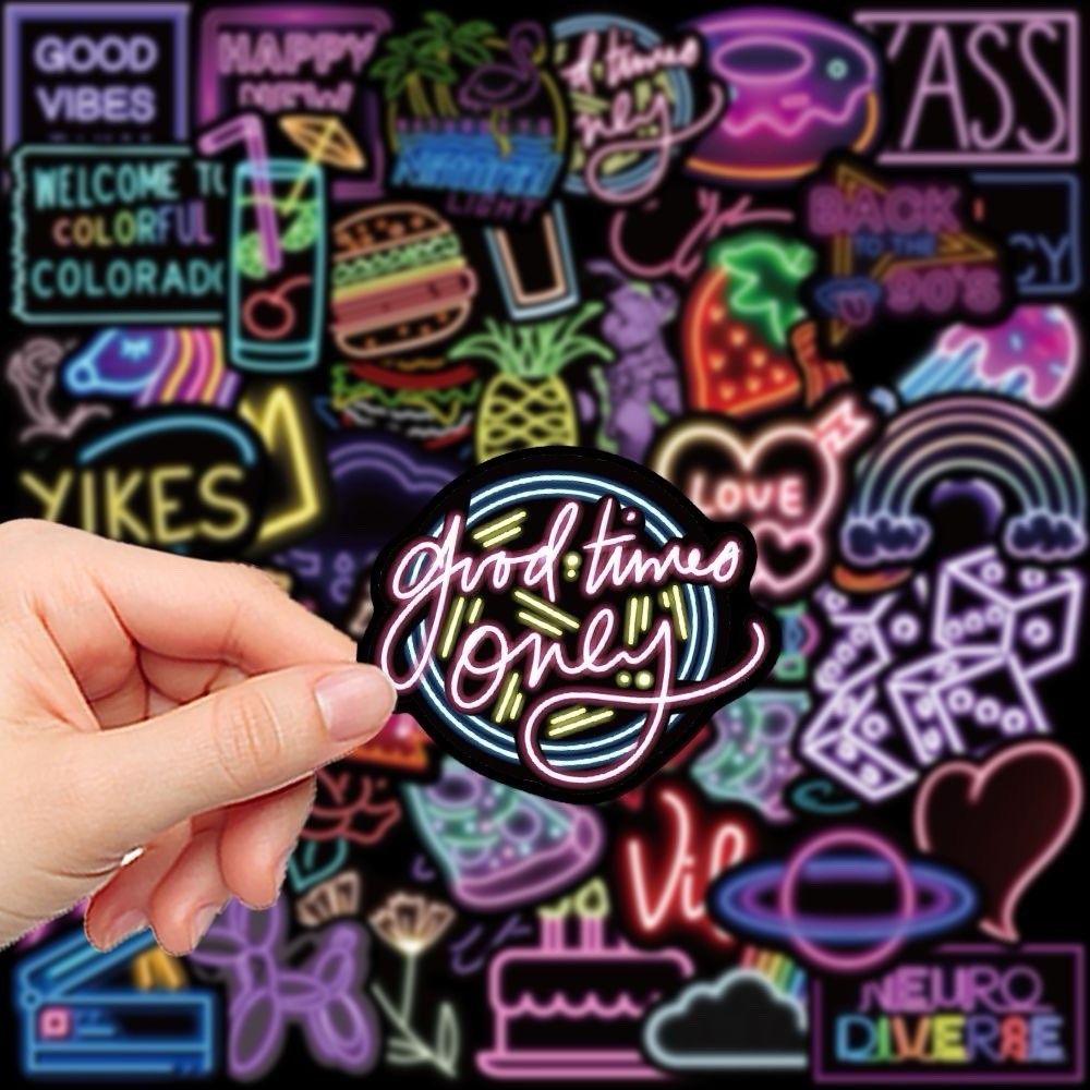 30Pcs Random Cool Neon Waterproof Vinyl Stickers for Kids Adults Teens