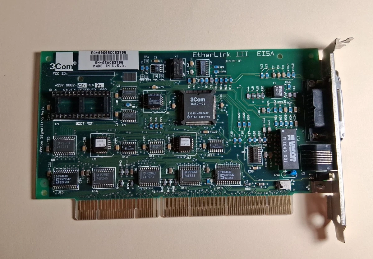 Carte Réseau Vintage 3COM EtherLink III 3C509 ISA - Occasion