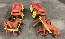 Vintage 60's AUBURN Rubber Horses and Buckboard Wagon USA